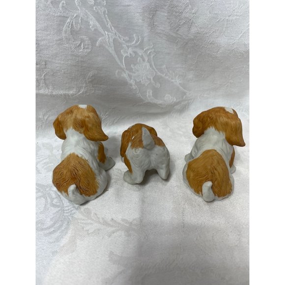 HOMECO Porcelain Puppy Dogs set of 3 Brown White - Picture 4 of 4